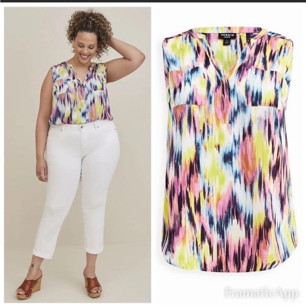 NWT TORRID Harper Georgette Sleeveless Blouse- Ikat Waterfall size 6X (bin 1, 6)